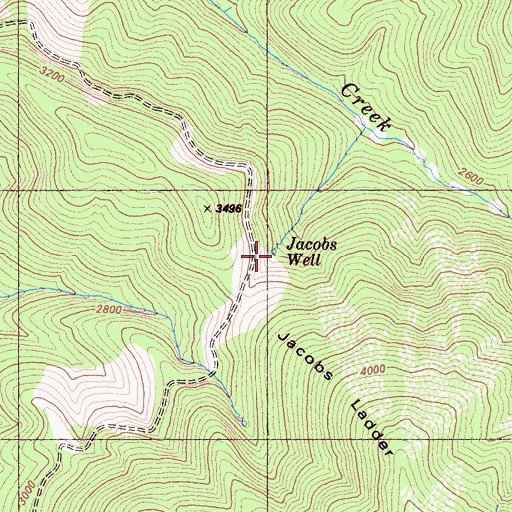 Topographic Map of Jacobs Well, CA