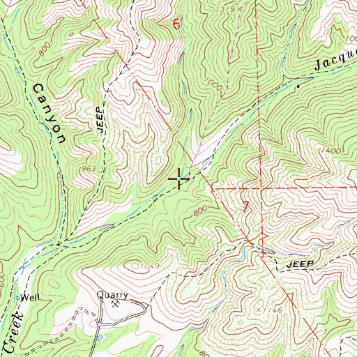 Topographic Map of Jacques Hanlon Creek, CA