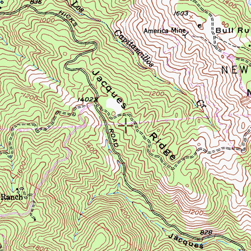 Topographic Map of Jacques Ridge, CA