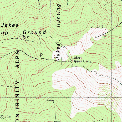 Topographic Map of Jakes Upper Camp, CA