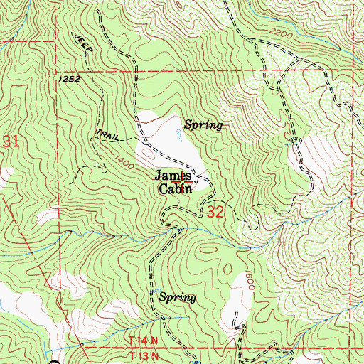Topographic Map of James Cabin, CA