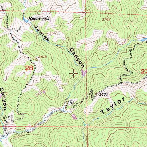 Topographic Map of James Canyon, CA