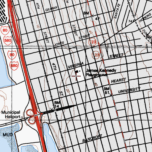 Topographic Map of James Kenney Playground, CA