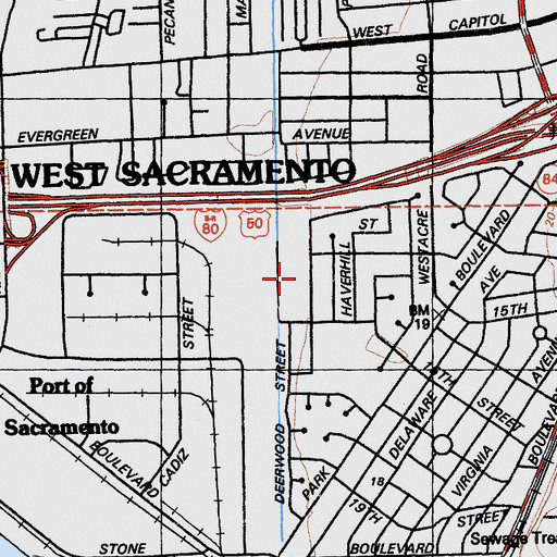 Topographic Map of River City High School, CA