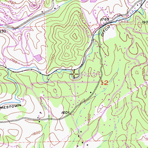 Topographic Map of Jamestown Ditch, CA