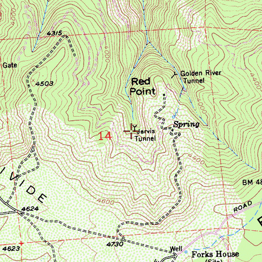 Topographic Map of Jarvis Tunnel, CA