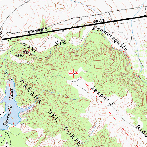 Topographic Map of Jasper Ridge, CA