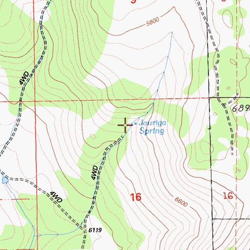 Topographic Map of Jauriga Spring, CA
