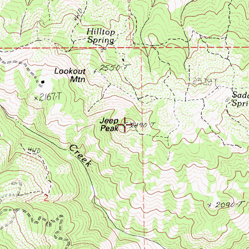 Topographic Map of Jeep Peak, CA