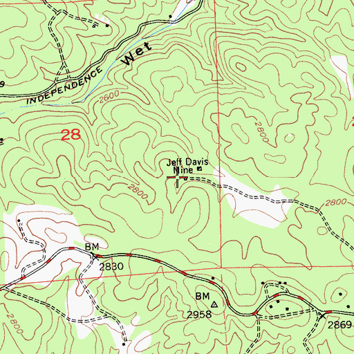 Topographic Map of Jeff Davis Mine, CA