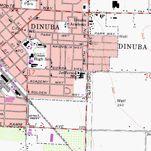 Topographic Map of Jefferson Elementary School, CA