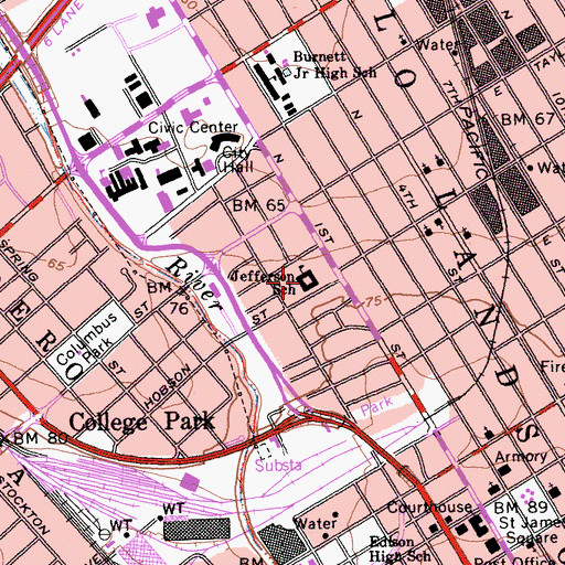 Topographic Map of Jefferson School, CA