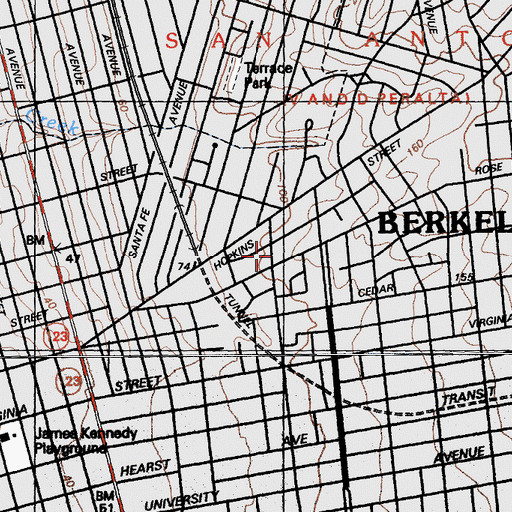 Topographic Map of Jefferson Elementary School, CA