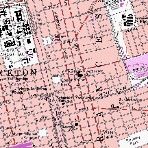Topographic Map of Jefferson School, CA