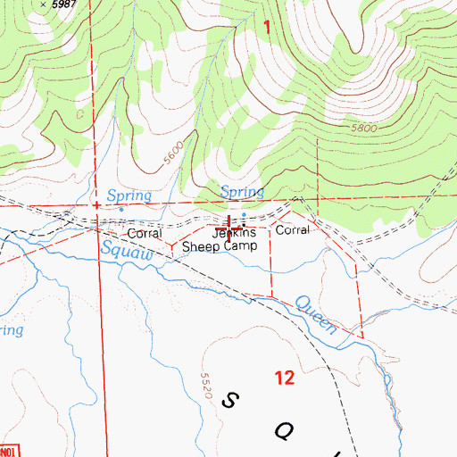 Topographic Map of Jenkins Sheep Camp, CA