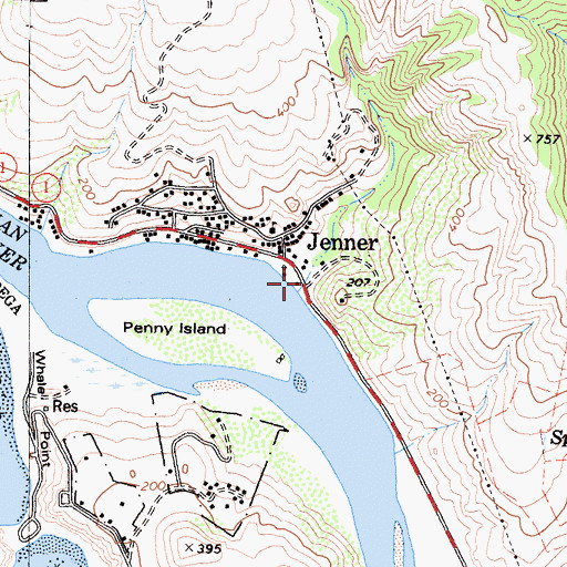 Topographic Map of Jenner Gulch, CA