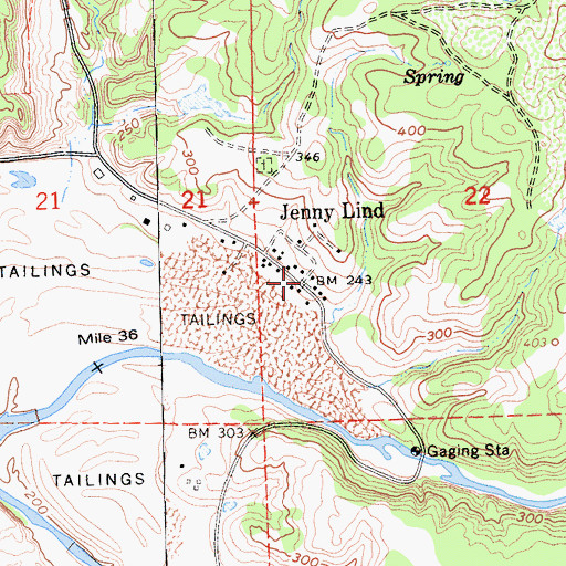 Topographic Map of Jenny Lind, CA
