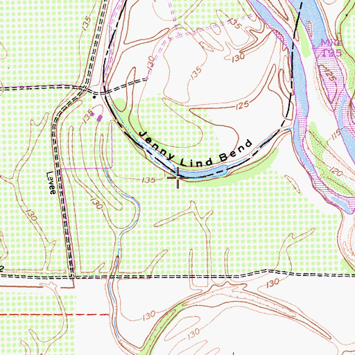 Topographic Map of Jenny Lind Bend, CA