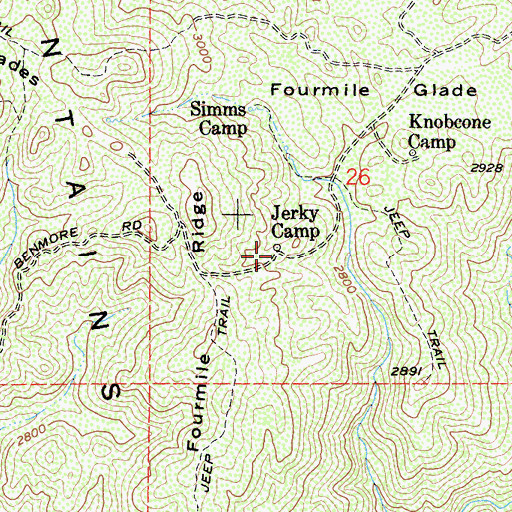 Topographic Map of Jerky Camp, CA