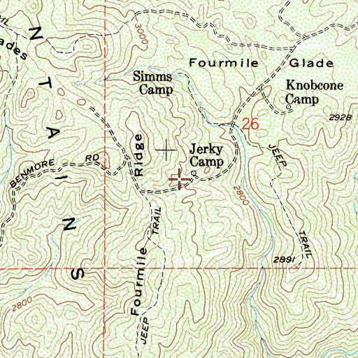 Topographic Map of Jerky Camp, CA