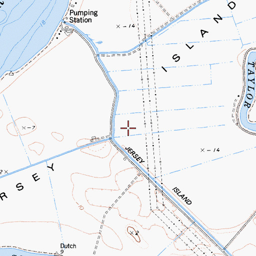 Topographic Map of Jersey Island, CA
