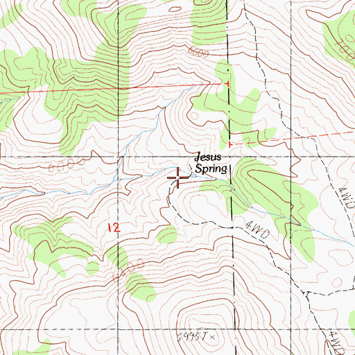 Topographic Map of Jesus Spring, CA