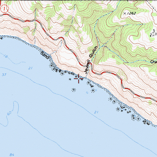 Topographic Map of Jewell Gulch, CA