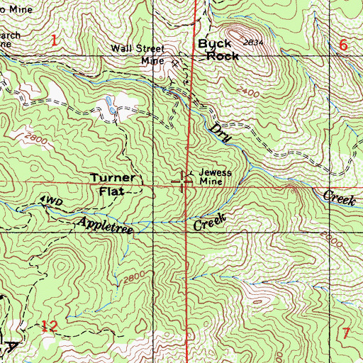 Topographic Map of Jewess Mine, CA
