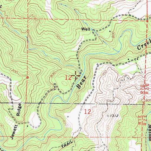 Topographic Map of Jewett Creek, CA