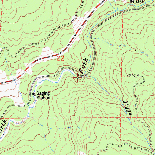 Topographic Map of Jiggs Creek, CA