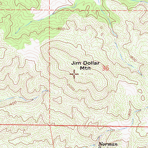 Topographic Map of Jim Dollar Mountain, CA