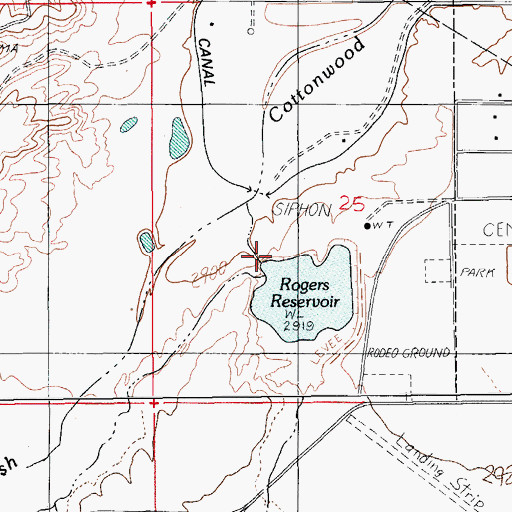 Topographic Map of Rogers Reservoir Dam, AZ