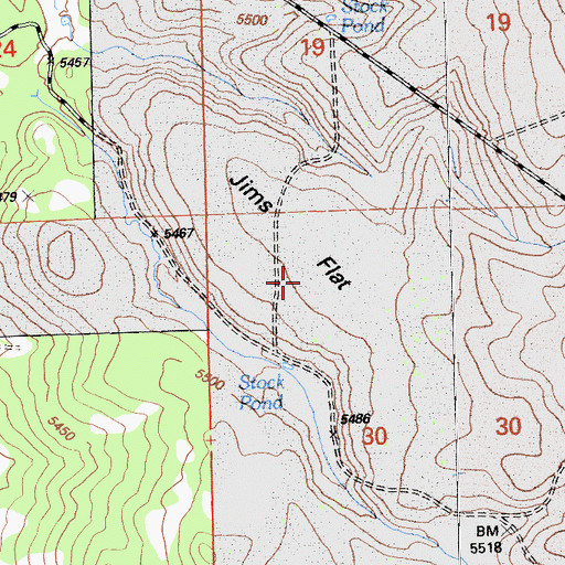 Topographic Map of Jims Flat, CA