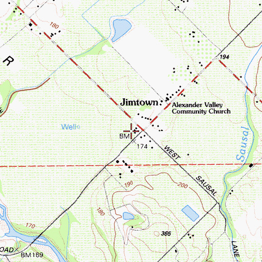 Topographic Map of Jimtown, CA