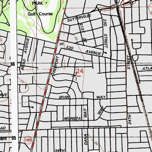 Topographic Map of Leonardo Da Vinci Elementary School, CA