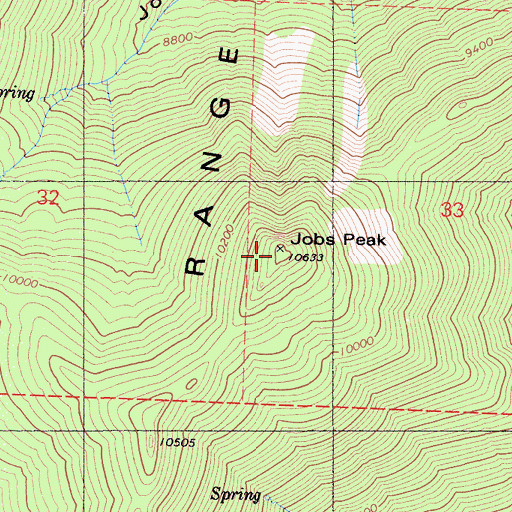 Topographic Map of Jobs Peak, CA