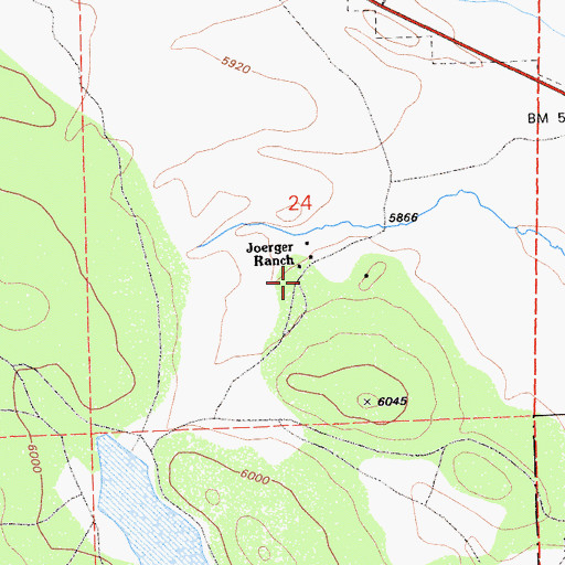 Topographic Map of Joerger Ranch, CA