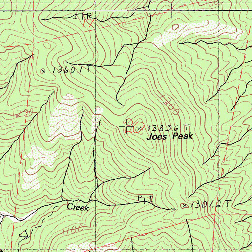 Topographic Map of Joes Peak, CA