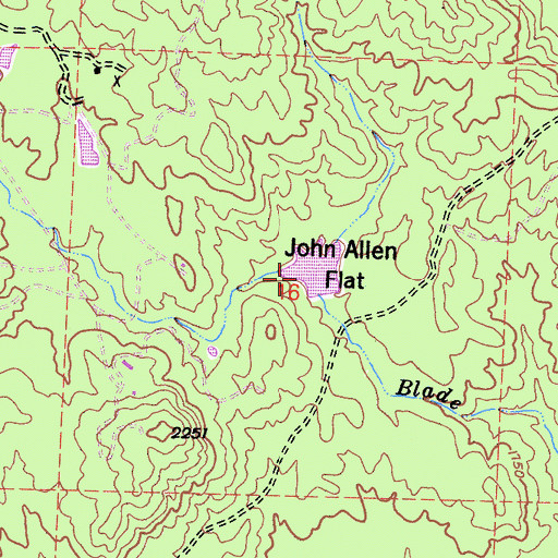 Topographic Map of John Allen Flat, CA