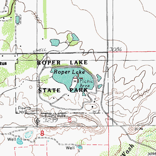 Topographic Map of Roper Lake, AZ