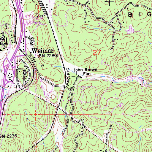 Topographic Map of John Brown Flat, CA