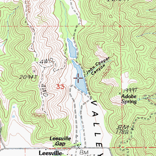 Topographic Map of John Cooper Canyon, CA