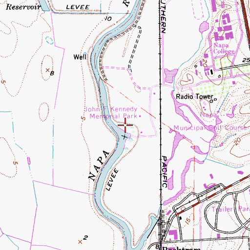 Topographic Map of John F Kennedy Memorial Park, CA