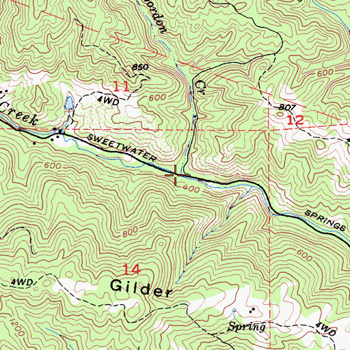 Topographic Map of John Gordon Creek, CA