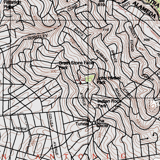 Topographic Map of John Hinkel Park, CA