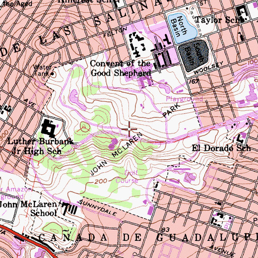 Topographic Map of John McLaren Park, CA