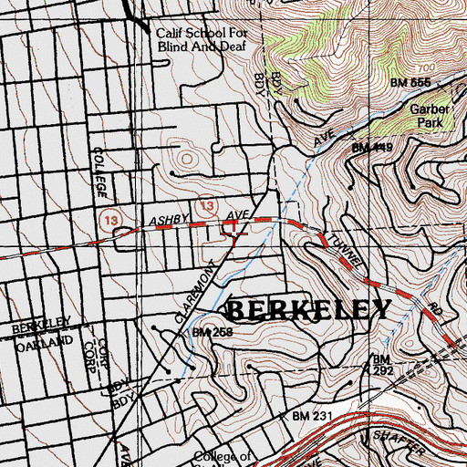 Topographic Map of John Muir Elementary School, CA