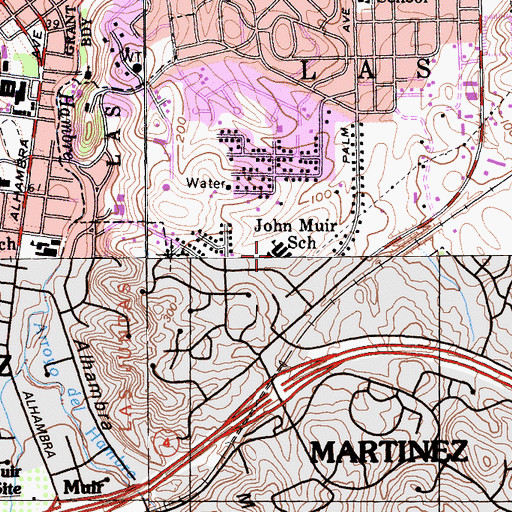Topographic Map of John Muir Elementary School, CA