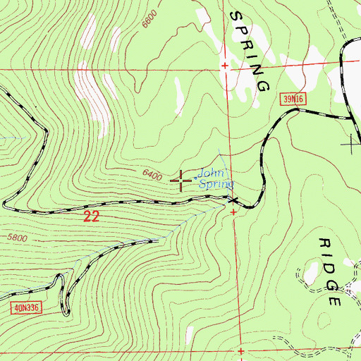 Topographic Map of John Spring, CA