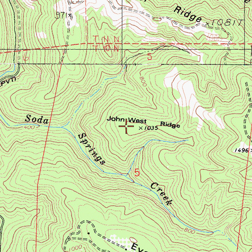 Topographic Map of John West Ridge, CA